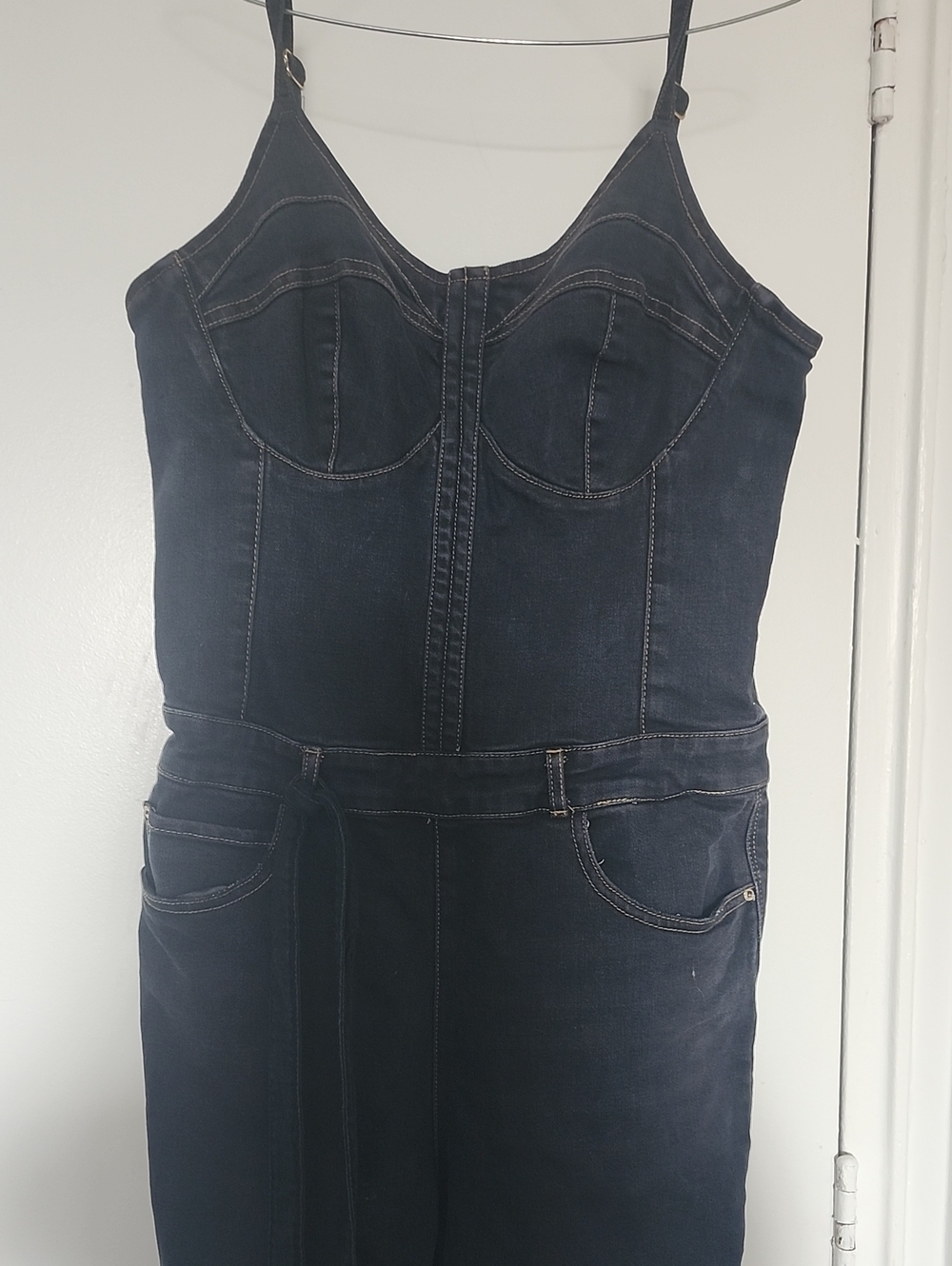 Guess Dark Blue Denim Bustier Skinny  Overalls Jumpsuit